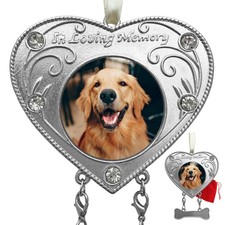 Dog Memorial Ornament - in Loving Memory - Photo Christmas Ornament - Heart S...
