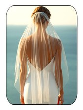 Bride Wedding Veils White Short Waist Length 1 Tier Bridal Tulle Comb