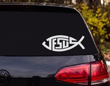 Jesus Ichthys Christian Fish Symbol Solid Black Vinyl Decal Sticker Car Window