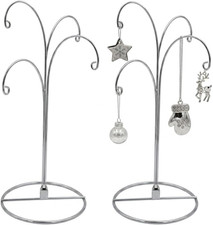12 Inch Ornament Display Stand 2 Pack 4 Arm Metal Holder Silver