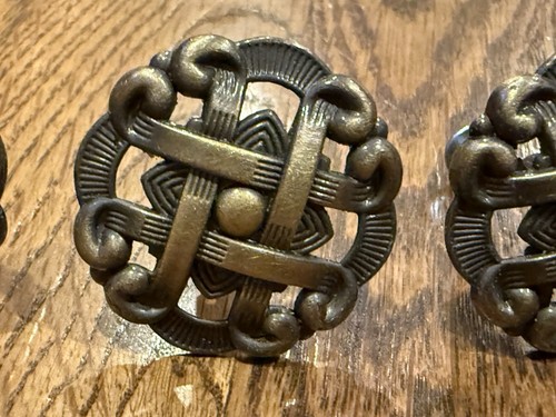 LOT OF 4 REPRODUCTION CAST BRASS CABINET DRAWER KNOBS - 1.5” - ALLISON JAPAN - Picture 12 of 17