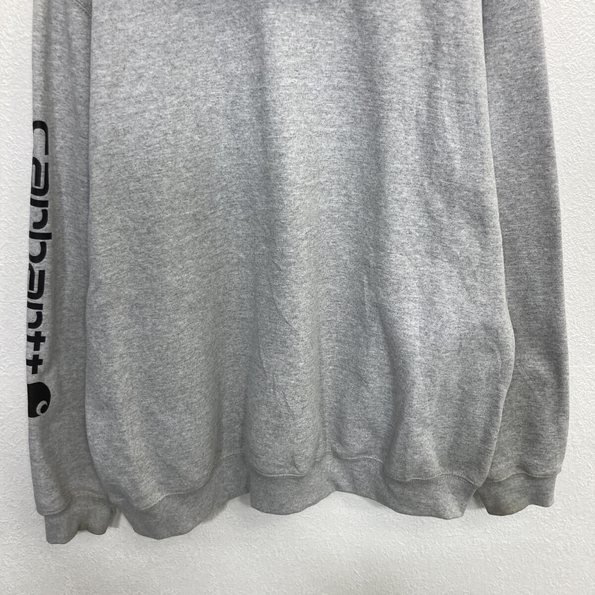 Used Carhartt Logo Sweat Hoodie 2XL Light Gray Pullover Hoodie with Amazon Logis thumbnail 8