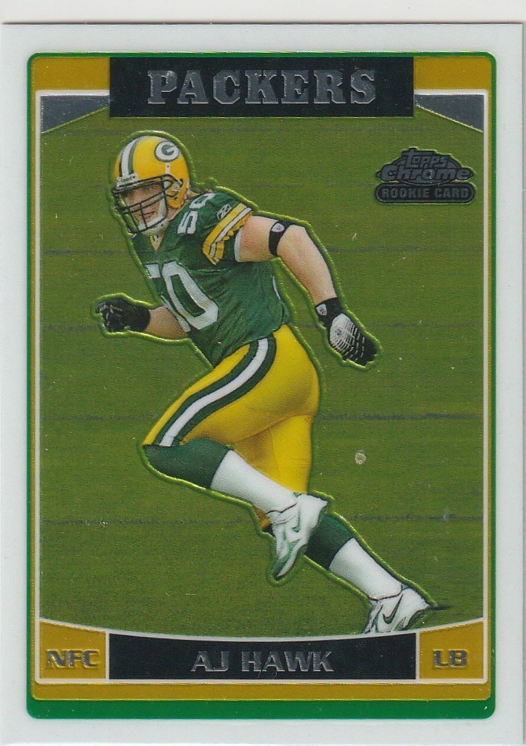 AJ HAWK 2006 TOPPS CHROME ROOKIE CARD ##222 PACKERS & OHO STATE