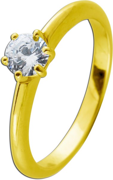 SolitäRring Silber 925 Vergoldet Zirkonia 0.50Ct. Verlobungsring 16-image
