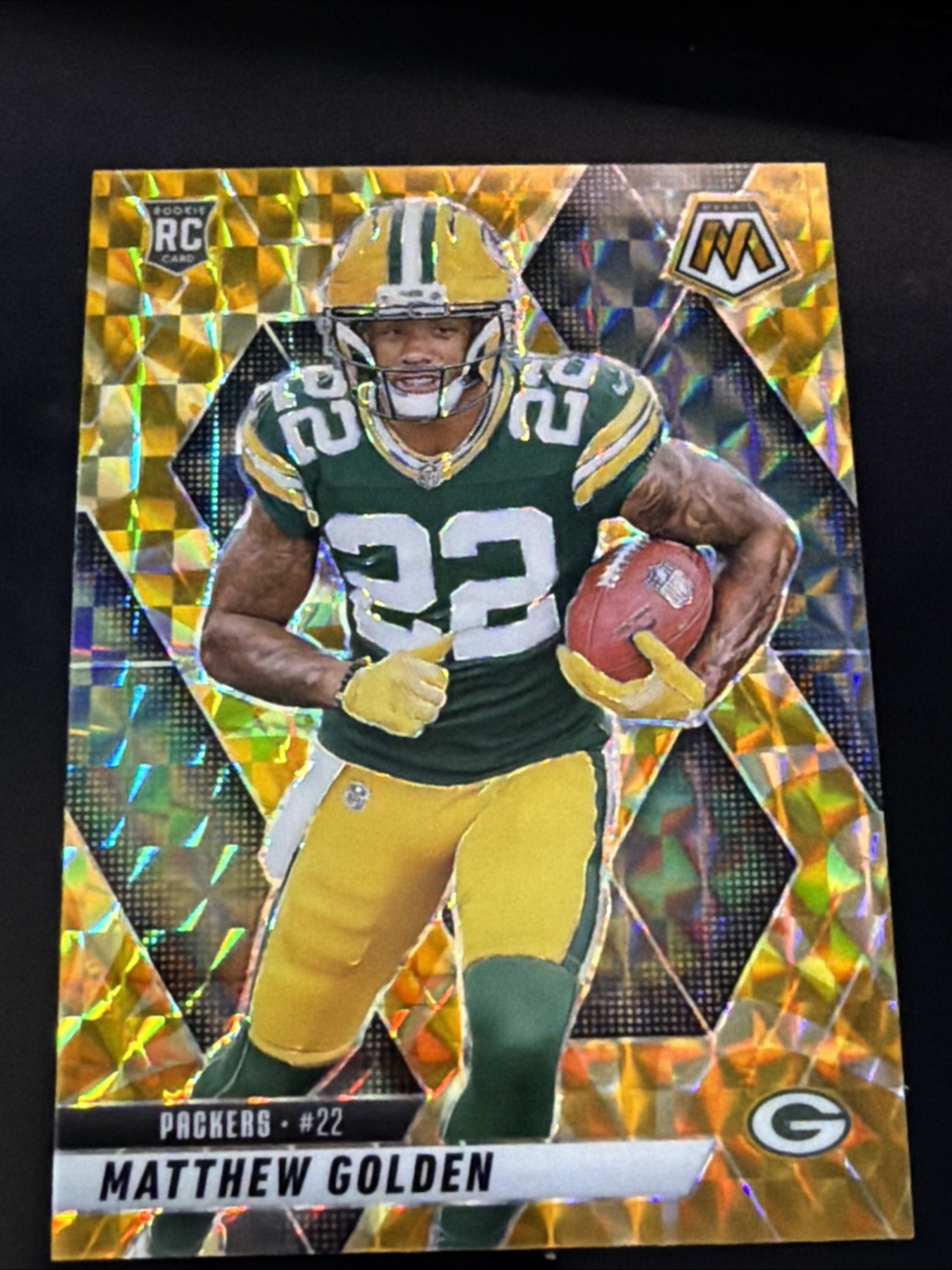 2025 Panini Mosaic #323 Matthew Golden RC - COLOR MATCH - Reactive Yellow Prizm