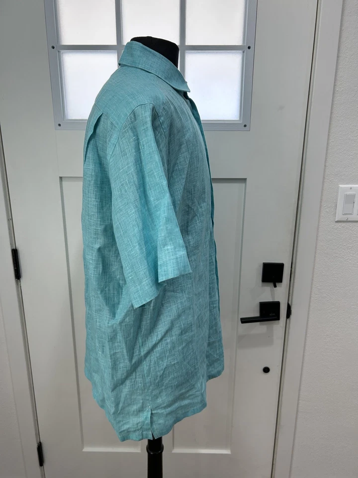 Camisa St Croix Para Hombres 100% Lino L Azul Teal Nueva Sin Etiquetas - Valor $219  Foto 3 de 4