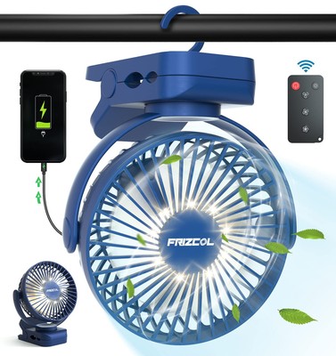 Clip on Fan 65 Hours Portable Desk Fan Rechargeable with LED Lights & Hooks 1...