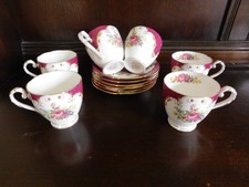 Royal Grafton Bone China Set of 6 x Vintage  Floral Tea Cups and Saucers.