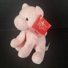 Russ Berrie Perky Pig Pink Luv Pets 5" Plush Beanbag W/ Original Tags VTG