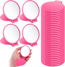 24 Pcs Mini Rose Red Compact Mirror Bulk for Women Small Round Portable Rose Red