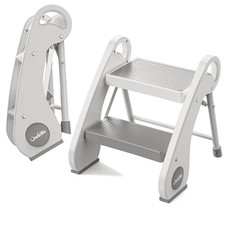 2-Step Toddler Stool - Foldable Lightweight  Anti-Slip  Steel Step Stool fo...