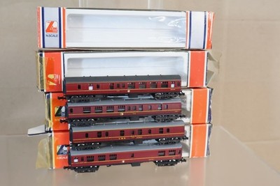 LIMA 320315 N GAUGE RAKE of 4 BR LMS MAROON MK1 BUFFET PARCELS BRAKE COACH on