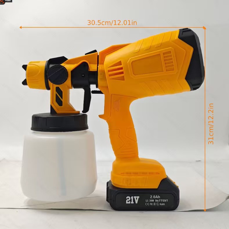 21V Cordless Electric Paint Sprayer - HVLP Brushless Adjustable Spray,1000ml,a