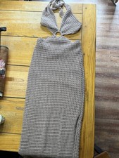 Fashion Nova Women’s Crochet Halter Dress Size M Brown