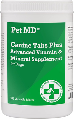 Pet MD - Canine Tabs Plus 365 Count - Advanced Multivitamins for Dogs - Natural
