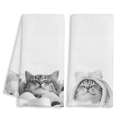 Funny Cat Decor Bathroom Hand Towels, Cat Lover Mom Lady Gifts, Cute Cats Kit...