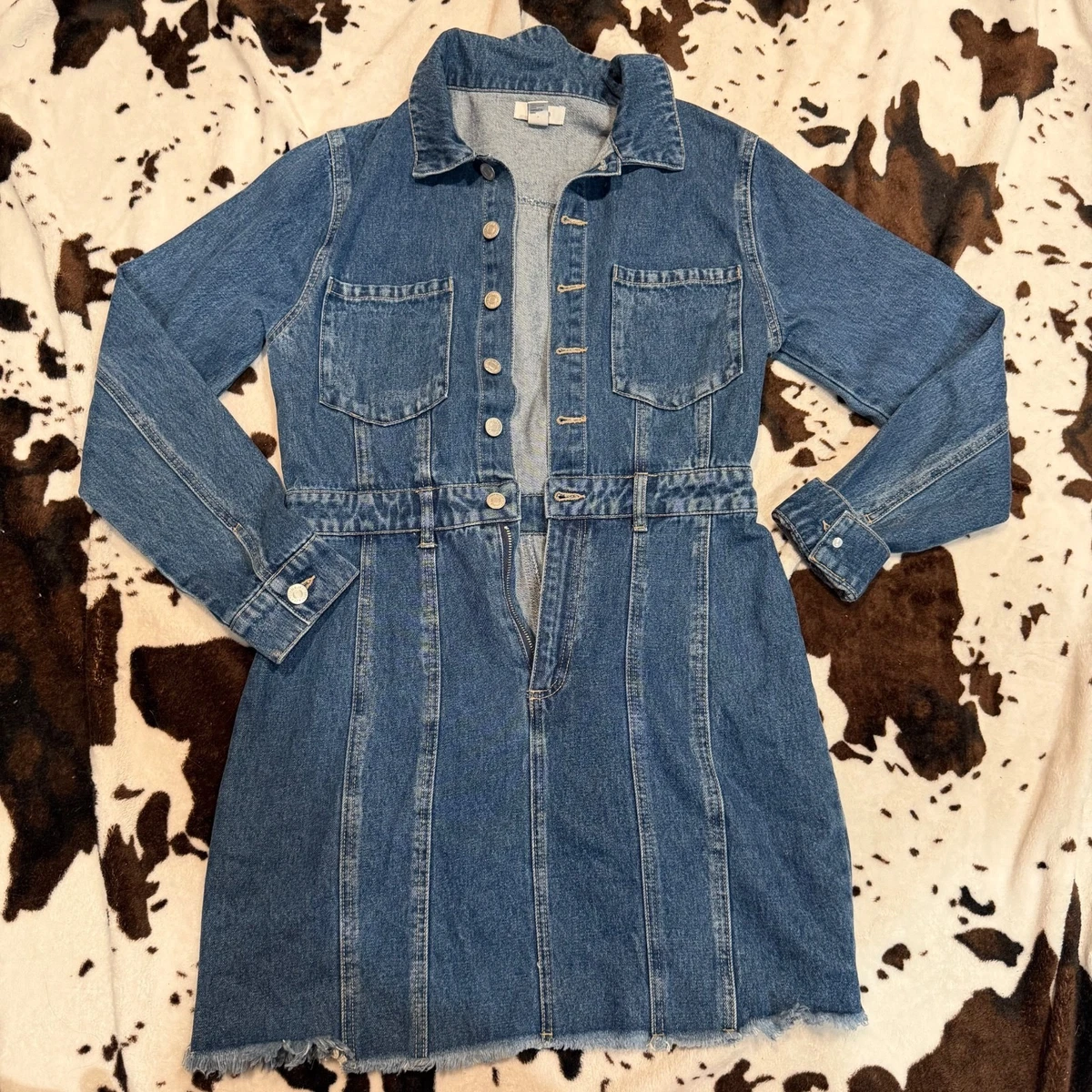 f21 denim dress Forever 21 Lace-Up Mini Medium Denim 2% spandex FOREVER 21 Short Denim Dresses
