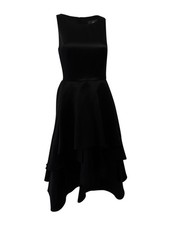 Adrianna Papell Women's Tiered Fit & Flare Dress (6, Black)