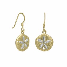 Gold Plated Sterling Silver Sand Dollar French Wire Earrings
