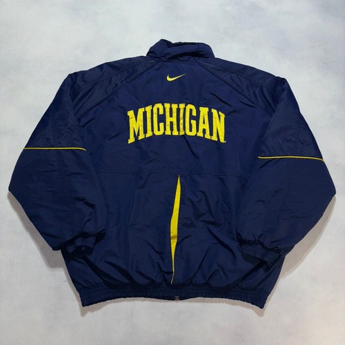Vintage Nike Michigan Wolverines Jacke Herren XL Navy Blau Mantel Center Swoosh Y2K - Bild 2 von 9