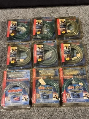NEW Lot x9 Vintage Sunbeam Rope Light + Add On 12 Feet Flexlite Clear & Green - Image 1 of 4