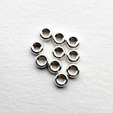 925 Sterling Silver Rondelle Spacer Beads   3.2x1.5mm with 1.3mm Hole, 10pcs