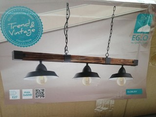 EGLO Hängelampe Oldbury 2 flammige Vintage Pendelleuchte im Industrial Design