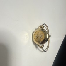 Tory Burch Analog Wristwatch Gold Bangle Metal Band White Dial Dress Watch