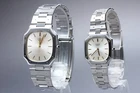 Vintage 1980s [Near MINT] Seiko Credor 9300-5070 8420-5010 Silver Qz Pair Watch