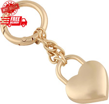 Gold Heart Keychain Padlock Bag Charm, Cute Handbag Purse Charms, Purse Keychain