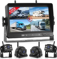 Wireless RV Backup Camera System, 9" 1080P DVR Monitor with 4 IP69 Waterproof