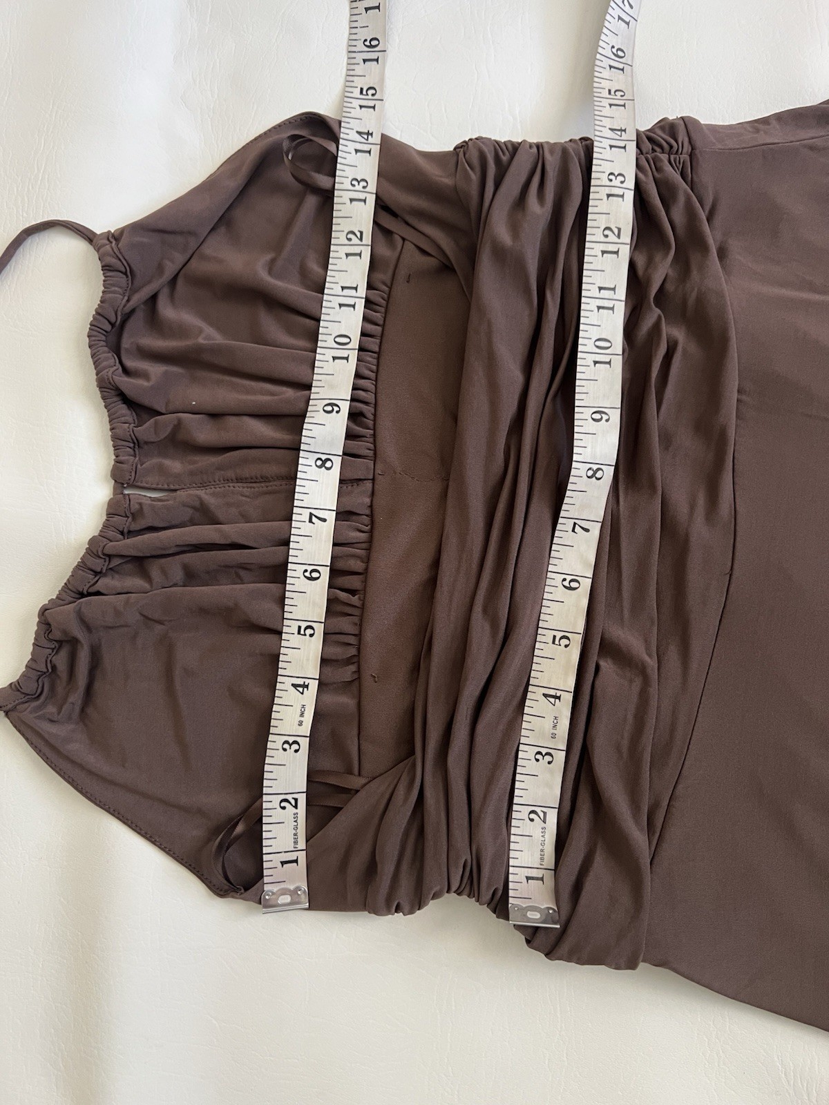 BCBGMaxAzria Y2K Solid Brown Halter Milkmaid Dres… - image 7