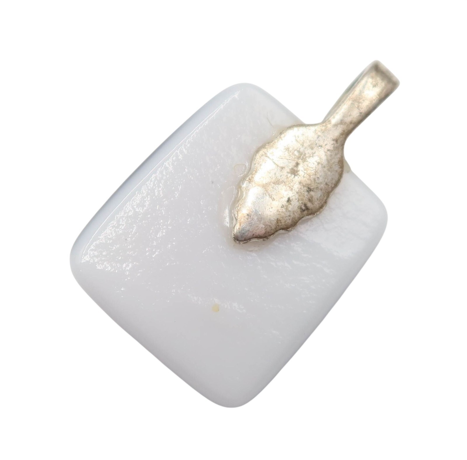 Rectangular Gray Red White Art Glass Pendant Geom… - image 4