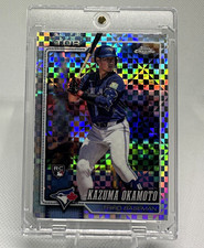 2026 Topps Chrome Kazuma Okamoto Rookie Card RC X-Fractor Blue Jays. rookie card picture
