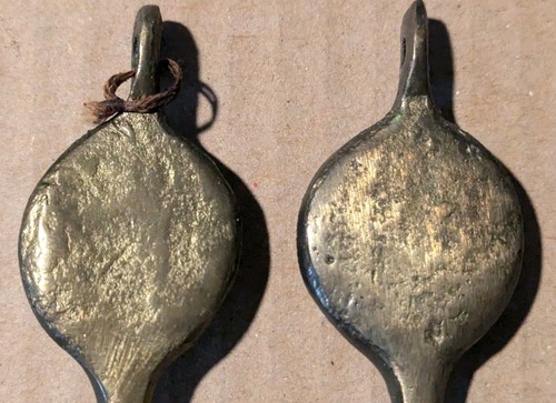 Vintage Brass Fork Spoon Decorative Wall Hanging 8.5" Metalware Metal Set fr/shp - Picture 8 of 9