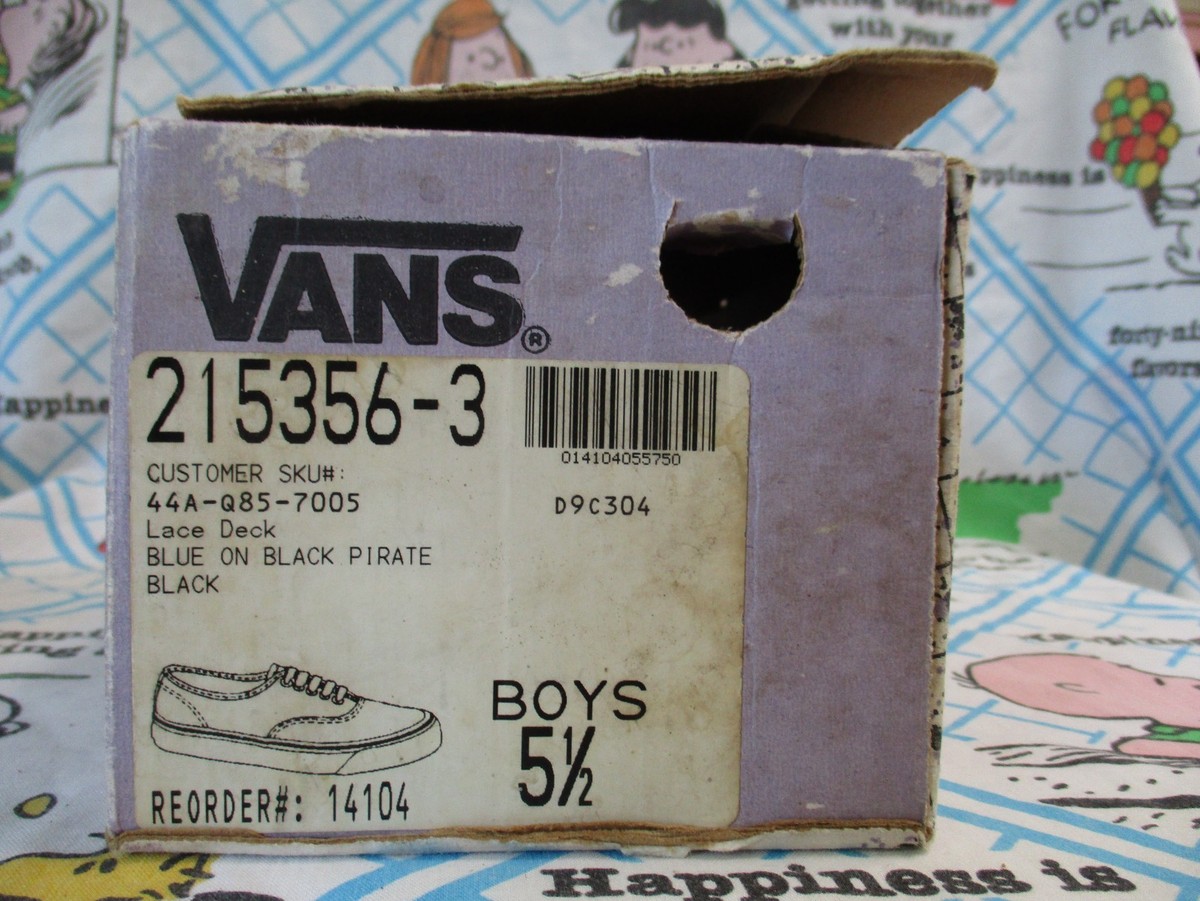Vintage 90s VANS Dead Stock Blue Pirate Black Authentic Shoes Boy