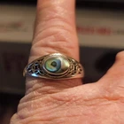 Vintage STERLING 925 MOTHER OF PEARL RING SIZE 12 VERY COOL RING