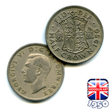 A BRITISH 1950 GEORGE VI HALF CROWN coin, 76 Years Old!