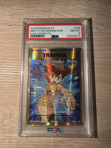 Pokemon PSA 8 Misty's Determination Full Art 2016 108/108 Evolutions English