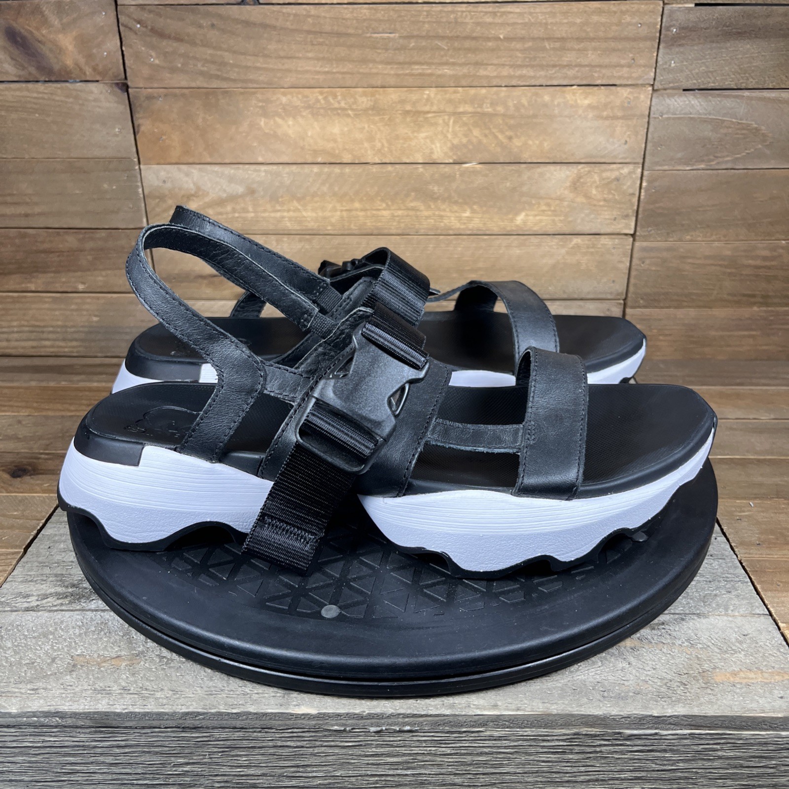 APL Scarpe sandalo Sorel donna misura 8 5 Kinetic Impact bianco e nero slingback comode