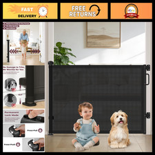 Retractable Baby Gate 58" Wide - Mesh Dog Gate for Doorway Stairs, Safety Barr