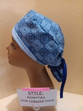 Mosaic Tiles Women's Ponytail Surgical Scrub Hat/Cap Handmade
