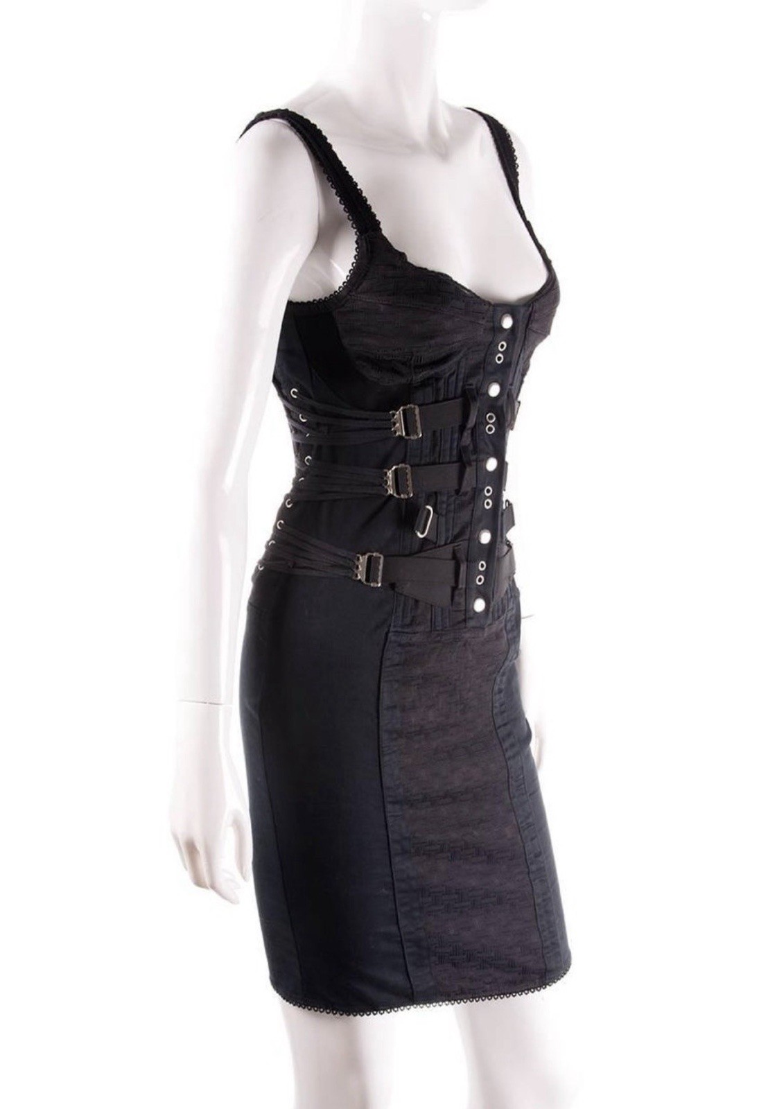 D&G By DOLCE & GABBANA Rare Vintage Spring 2004 Corset Buckle Bondage Dress S image 4