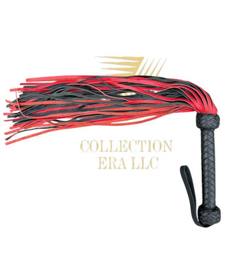 Cowhide Leather Multi-tailed Flogger Red Black Premium Handcrafted Cosplay prop