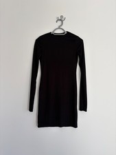 Women's PrettyLittleThing Long Sleeve Thumb Hole Black Mini Dress Size 12 