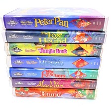 7 Disney Black Diamond VHS Tapes Cinderella Bambi Peter Pan Jungle Book Etc Lot