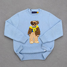 POLO RALPH LAUREN Bear Scarf Blue Sweater Women s Size M - NWT, Auction Now