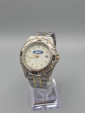 Vintage Ford Motor Company Quartz Watch Two Tone White Logo Dial Date