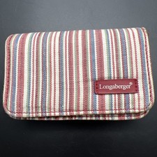 Longaberger Homestead Striped Magnetic Closure Coin Purse W/ Key Chain, 3inX5in"