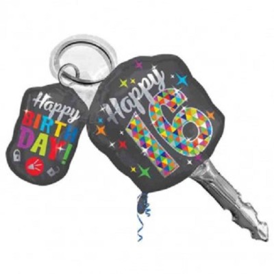 Happy Birthday 16 SuperShape Foil Balloons 27''/68cm w x 38''/96cm ANAGRAM